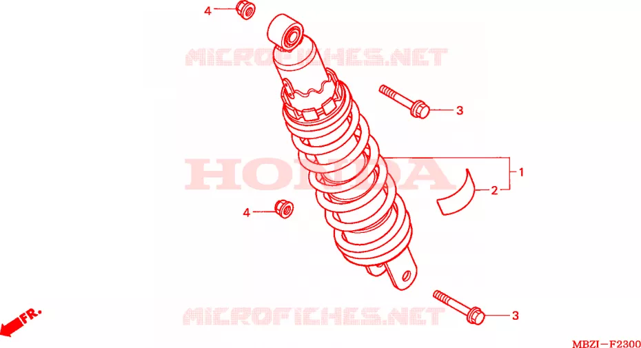 AMORTISSEUR ARRIERE (CB600F2/F22) Honda MOTO 600 HORNET 2002  CB600F22