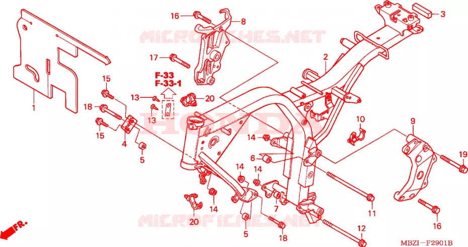 CARROSSERIE DE CHASSIS(CB600F3/4/5/6) Honda MOTO 600 HORNET 2003  CB600F3
