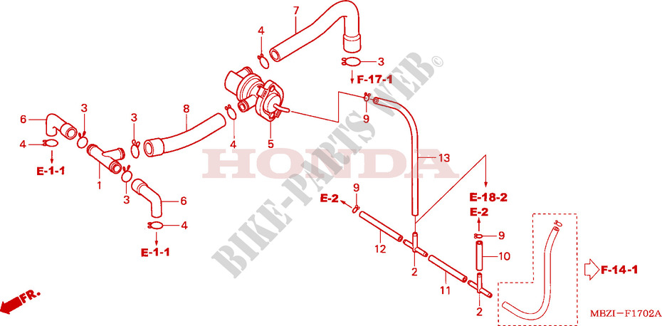COMMANDE INJECTION D'AIR SOUPAPE pour Honda CB 600 F HORNET 34HP de 2003