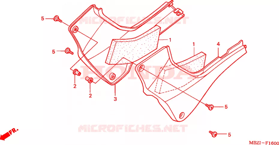 COUVERCLES LATERAUX (CB600F2/F22) Honda MOTO 600 HORNET 2002  CB600F22