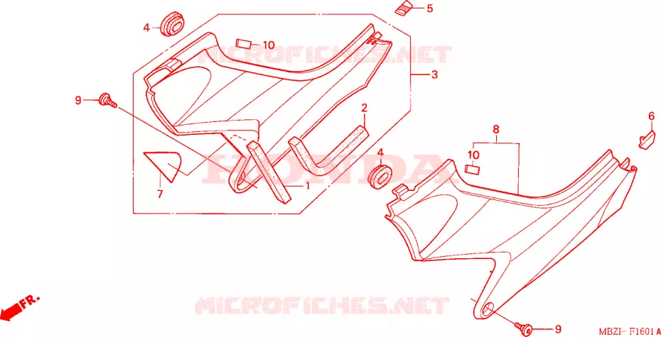 COUVERCLES LATERAUX (CB600F3/4/5/6) Honda MOTO 600 HORNET 2006  CB600F6