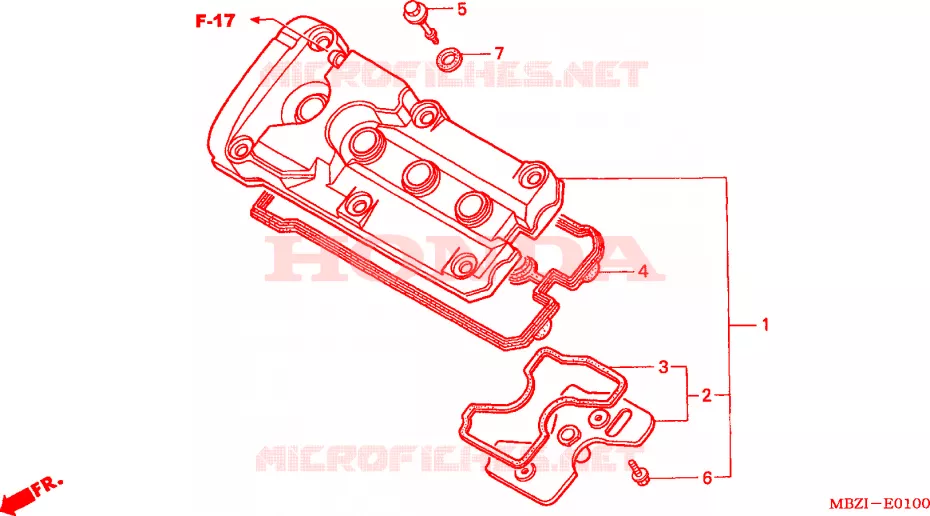 COUVRE CULASSE (CB600F2/F22) Honda MOTO 600 HORNET 2002  CB600F2