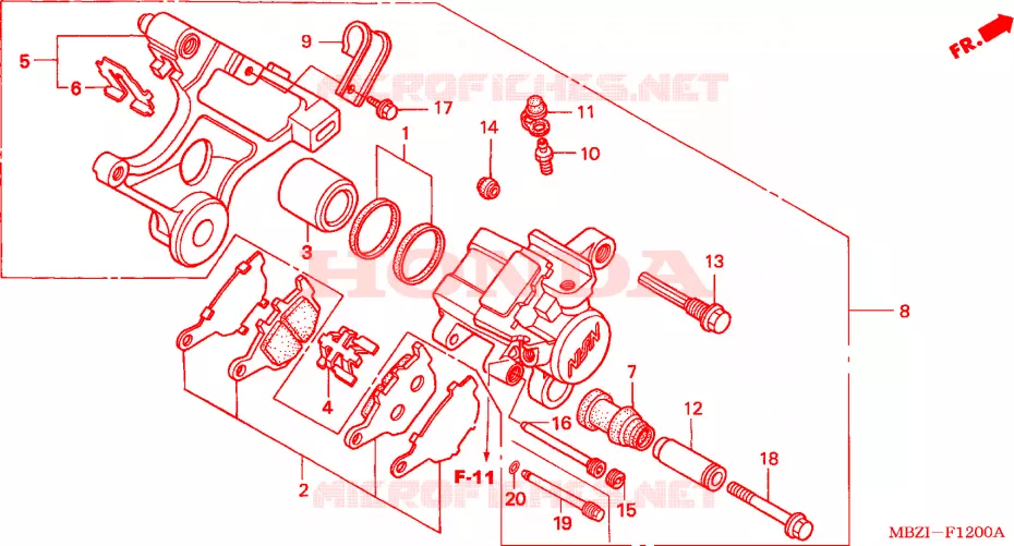 ETRIER DE FREIN ARRIERE Honda MOTO 600 HORNET 2006  CB600F6