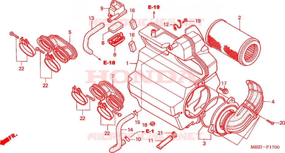 FILTRE A AIR (CB600F2/F22) Honda MOTO 600 HORNET 2002  CB600F22