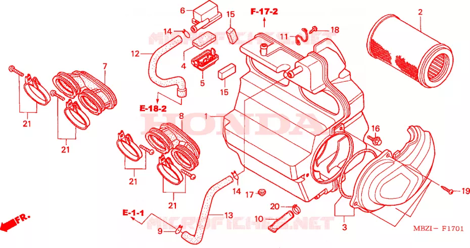 FILTRE A AIR (CB600F3/4/5/6) Honda MOTO 600 HORNET 2003  CB600F3