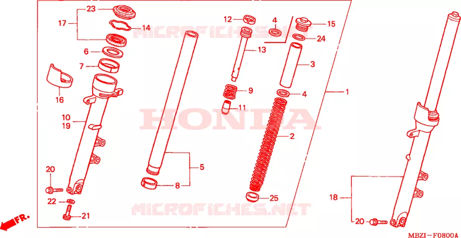 FOURCHE (CB600F2/F22/3/4) Honda MOTO 600 HORNET 2004  CB600F4
