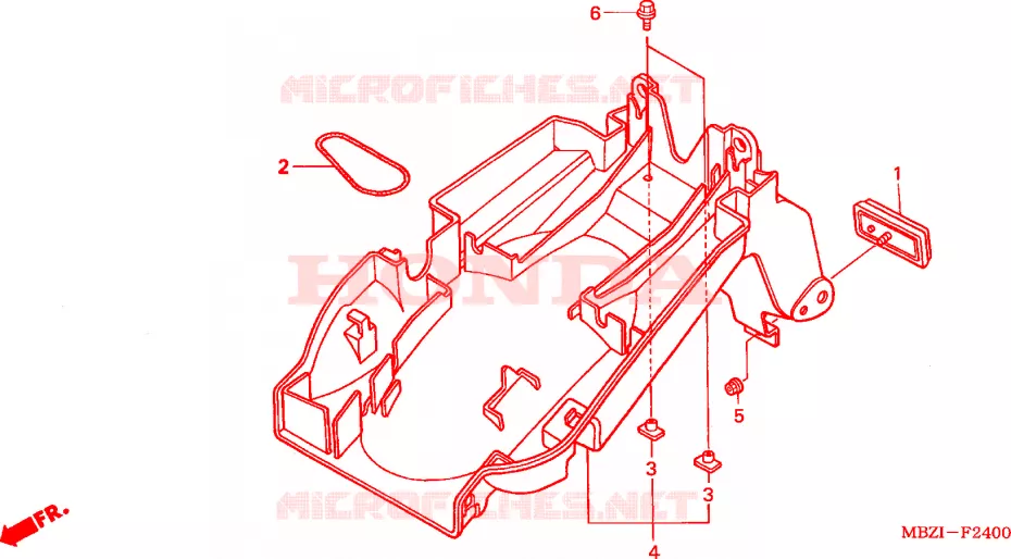 GARDE-BOUE ARRIERE(CB600F2/F22) Honda MOTO 600 HORNET 2002  CB600F2