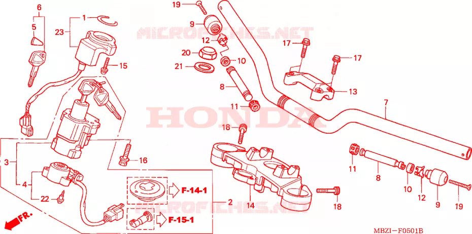 GUIDON - TE DE FOURCHE (CB600F3/4/5/6) Honda MOTO 600 HORNET 2006  CB600F6