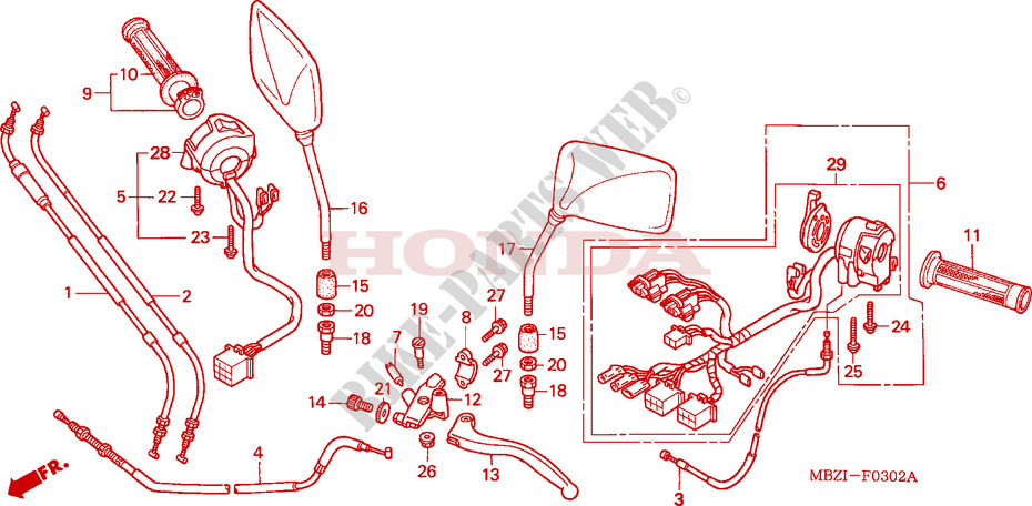 LEVIER DE GUIDON/COMMUTATEUR/ CABLE(CB600F3/4/5/6) pour Honda CB 600 F HORNET 34HP de 2003