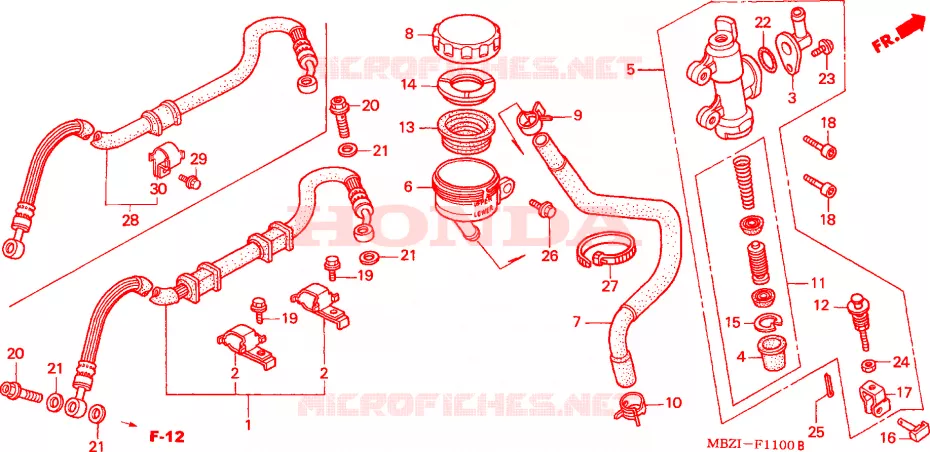 MAITRE-CYLINDRE DE FREIN ARRIERE Honda MOTO 600 HORNET 2005  CB600F5