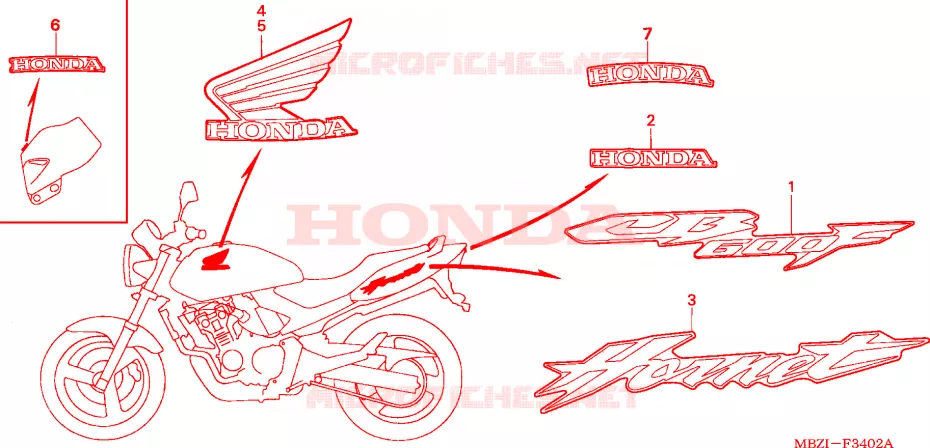 MARQUE(CB600F3/4/5/6) Honda MOTO 600 HORNET 2004  CB600F4
