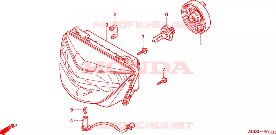 PROJECTEUR(CB600F22) Honda MOTO 600 HORNET 2002  CB600F22