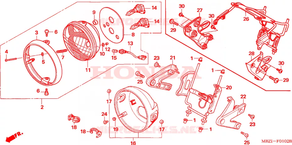 PROJECTEUR(CB600F3/4/5/6) Honda MOTO 600 HORNET 2003  CB600F3