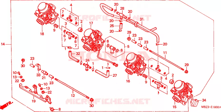 CARBURATEUR(ENS.) Honda MOTO 600 HORNET 2000  CB600F2Y