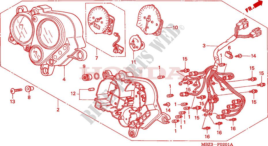 COMPTEUR(2) pour Honda CB 600 S HORNET 34HP de 2000