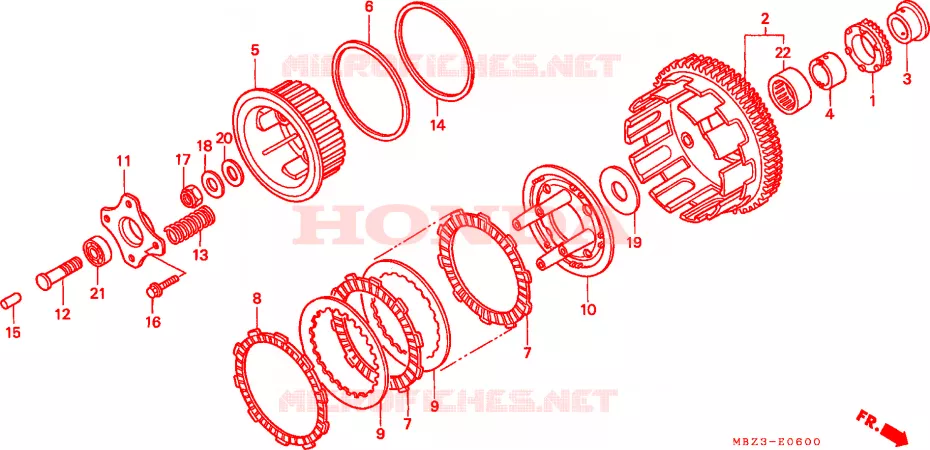 EMBRAYAGE Honda MOTO 600 HORNET 1999  CB600FX