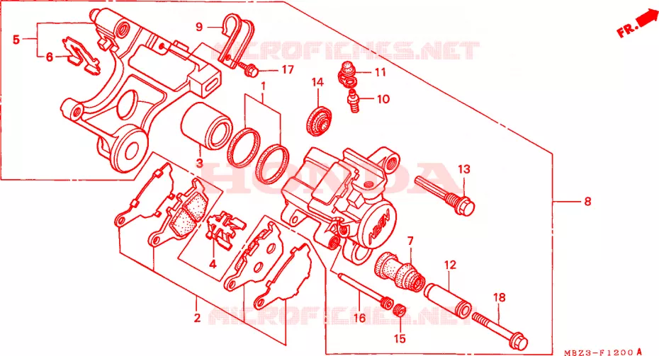 ETRIER DE FREIN ARRIERE Honda MOTO 600 HORNET 1999  CB600FX