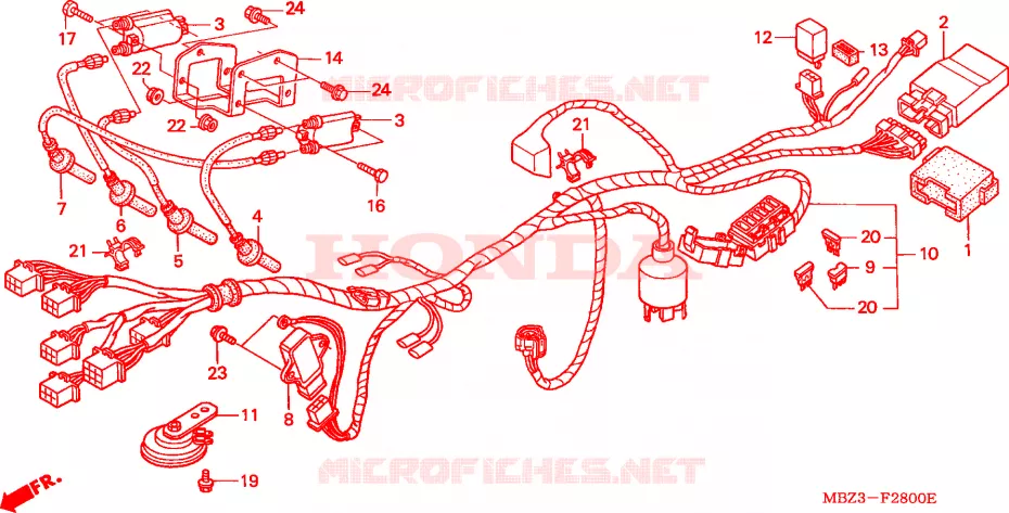 FAISCEAU DES FILS(1) Honda MOTO 600 HORNET 2000  CB600FY