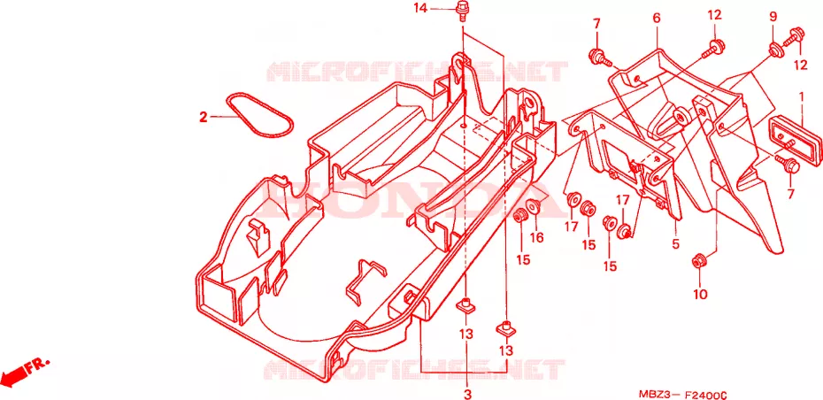 GARDE-BOUE ARRIERE Honda MOTO 600 HORNET 2002  CB600F21