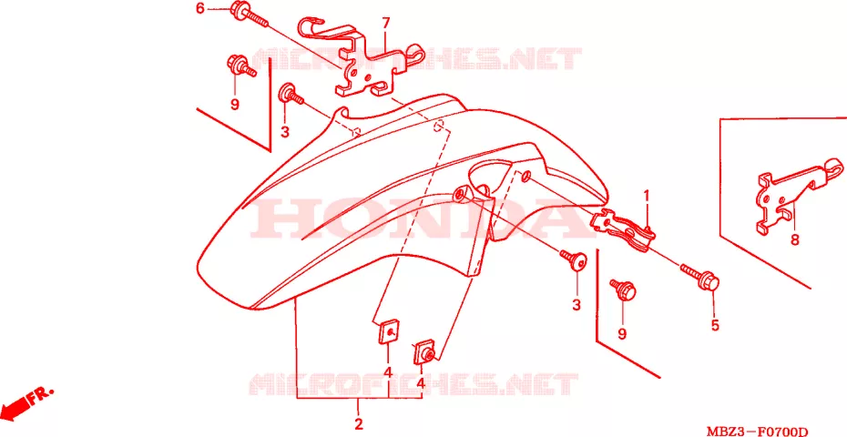 GARDE BOUE AVANT Honda MOTO 600 HORNET 2001  CB600F1