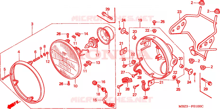 PROJECTEUR(1) Honda MOTO 600 HORNET 1999  CB600FX