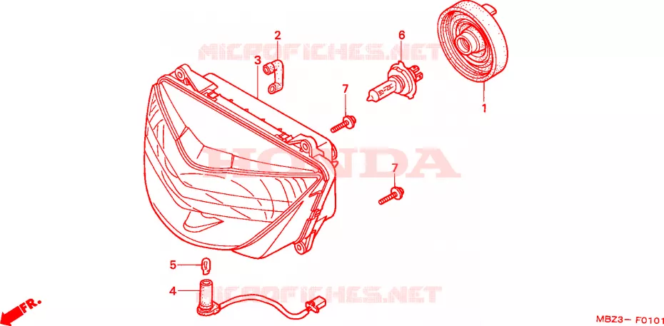 PROJECTEUR(2) Honda MOTO 600 HORNET 2002  CB600F21