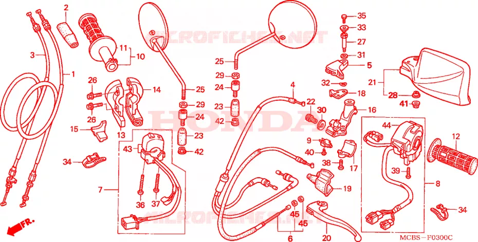 COMMODO - LEVIER - CABLE Honda MOTO 650 TRANSALP 2002  XL650V2