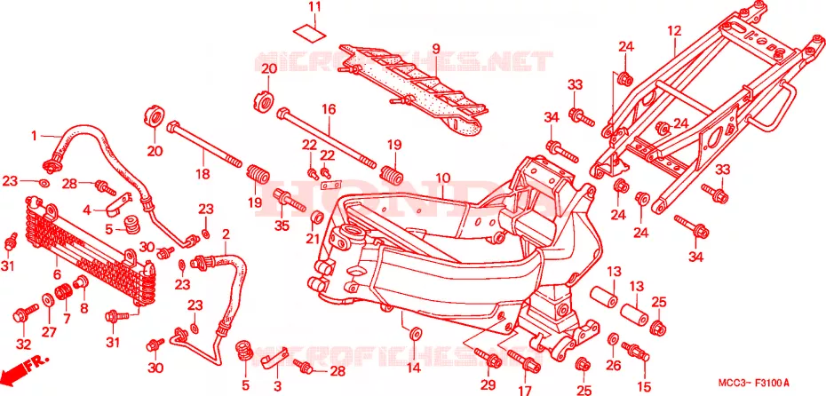 CADRE - RADIATEUR D'HUILE Honda MOTO 1100 CB 2000  CB1100SFY