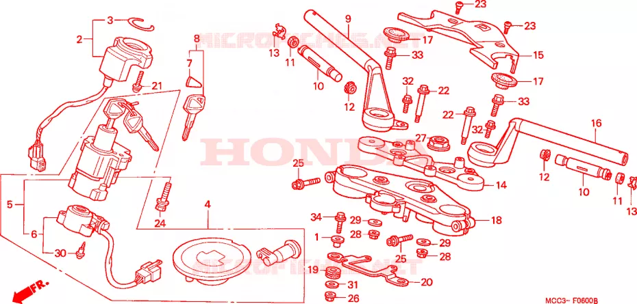 GUIDON - TE DE FOURCHE Honda MOTO 1100 CB 2000  CB1100SFY