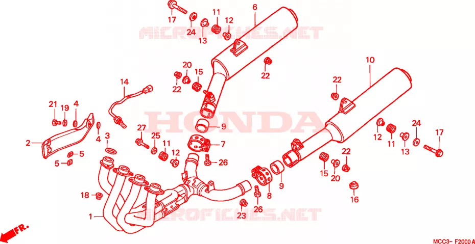 SILENCIEUX D'ECHAPPEMENT Honda MOTO 1100 CB 2001  CB1100SF1