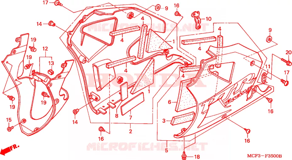 CAPOT INFERIEUR(VTR1000SPY/1) Honda MOTO 1000 SP 2000  VTR1000SPY