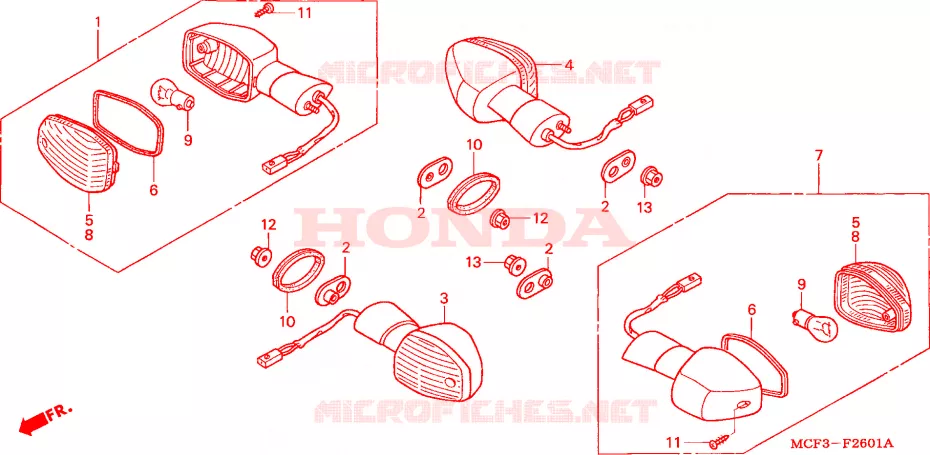 CLIGNOTANT(VTR1000SP2/3-E/ED/F/U) (VTR1000SP4/5/6) Honda MOTO 1000 SP 2004  VTR1000SP4