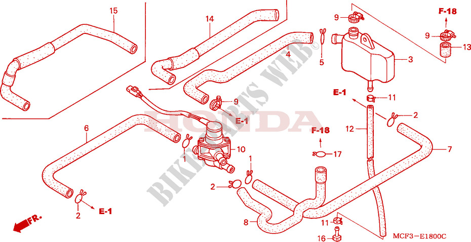 COMMANDE INJECTION D'AIR SOUPAPE pour Honda VTR 1000 SP1 100CV de 2000