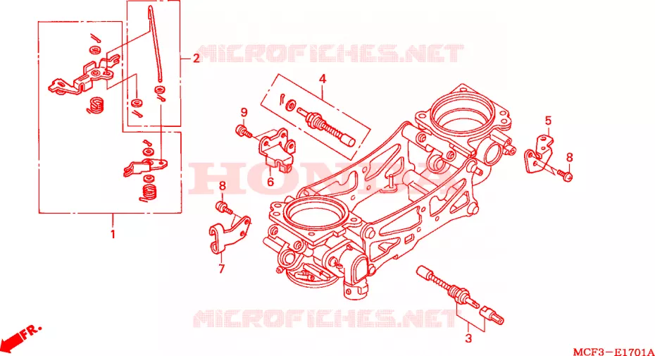CORPS DE PAPILLON(PIECES CONSTITUTIVES) (VTR1000SPY/1) Honda MOTO 1000 SP 2000  VTR1000SPY