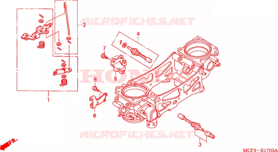 CORPS DE PAPILLON(PIECES CONSTITUTIVES)(VTR1000SP2/3/4/5/6) Honda MOTO 1000 SP 2005  VTR1000SP5
