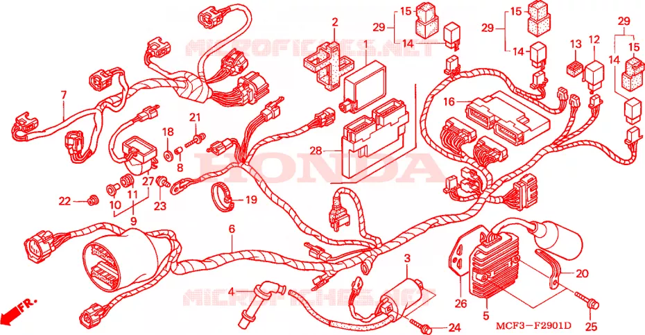 FAISCEAU DES FILS(ARRIERE) Honda MOTO 1000 SP 2000  VTR1000SPY