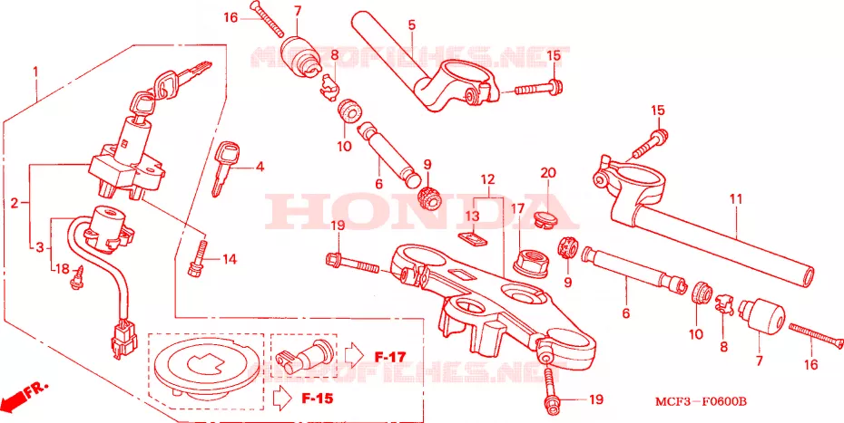 GUIDON - TE DE FOURCHE Honda MOTO 1000 SP 2006  VTR1000SP6