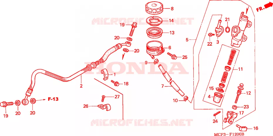 MAITRE-CYLINDRE DE FREIN ARRIERE Honda MOTO 1000 SP 2002  VTR1000SP2