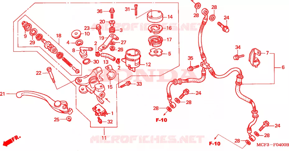 MAITRE CYLINDRE DE FREIN AVANT Honda MOTO 1000 SP 2004  VTR1000SP4