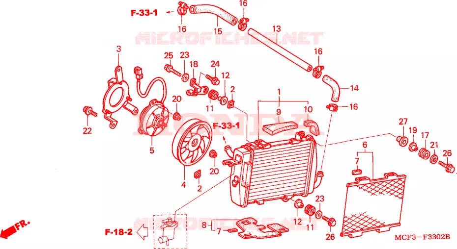 RADIATEUR(G.) (VTR1000SP2/3/4/5/6) Honda MOTO 1000 SP 2003  VTR1000SP3