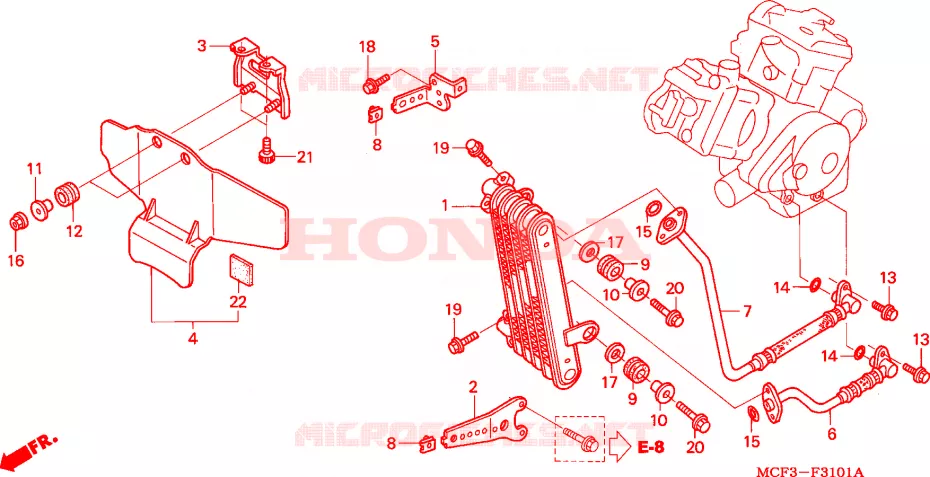 REFROIDISSEUR D'HUILE(VTR1000SP2/3/4/5/6) Honda MOTO 1000 SP 2004  VTR1000SP4