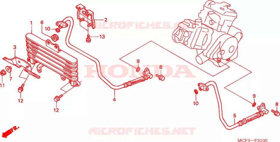 REFROIDISSEUR D'HUILE(VTR1000SPY/1) Honda MOTO 1000 SP 2000  VTR1000SPY