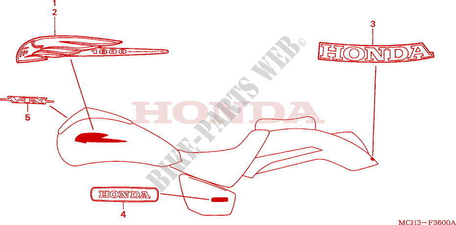 EMBLEME/MARQUE(1) pour Honda VTX 1800 C de 2007