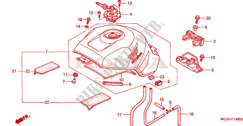 RESERVOIR A CARBURANT (CBR900RRY,1/RE1) pour Honda CBR 929 RR FIREBLADE de 2001