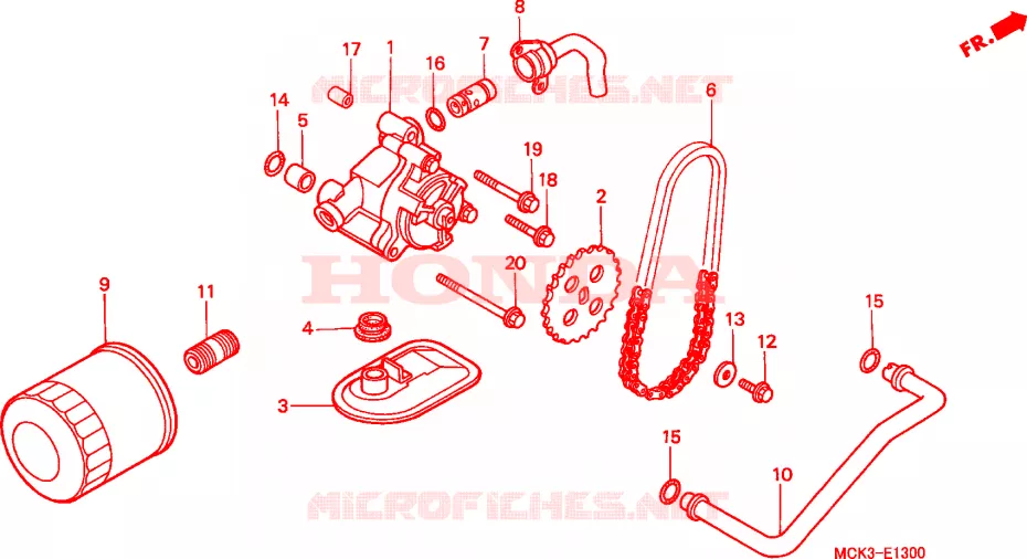 FILTRE A HUILE - POMPE A HUILE Honda MOTO 1100 SHADOW 2000  VT1100C2Y