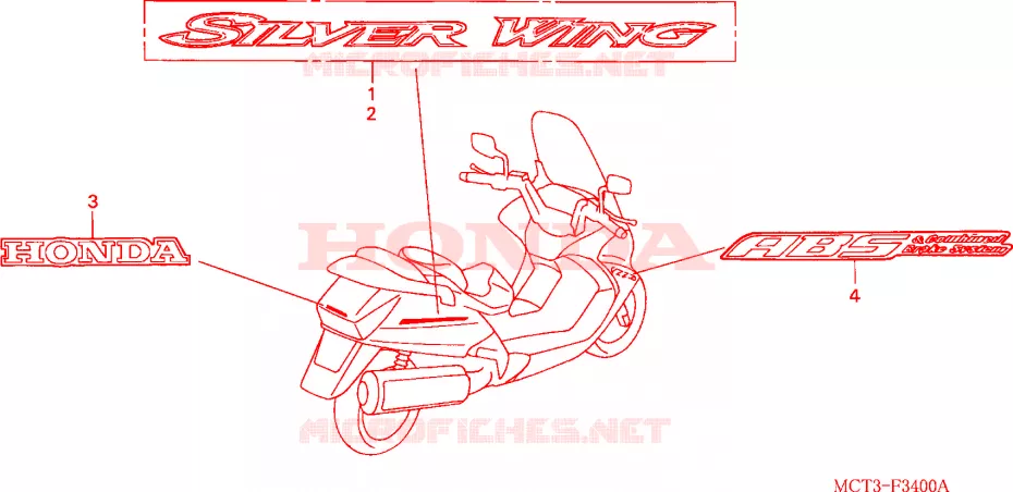 AUTOCOLLANTS Honda SCOOTER 600 SILVERWING 2002  FJS6002