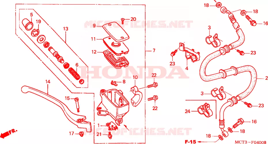 MAITRE-CYLINDRE FREIN AV.(FJS6001/2/D3/D4/D5) Honda SCOOTER 600 SILVERWING 2003  FJS600D3