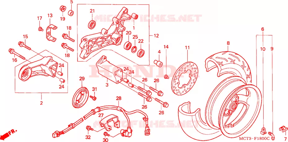 ROUE ARRIERE Honda SCOOTER 600 SILVERWING 2002  FJS6002