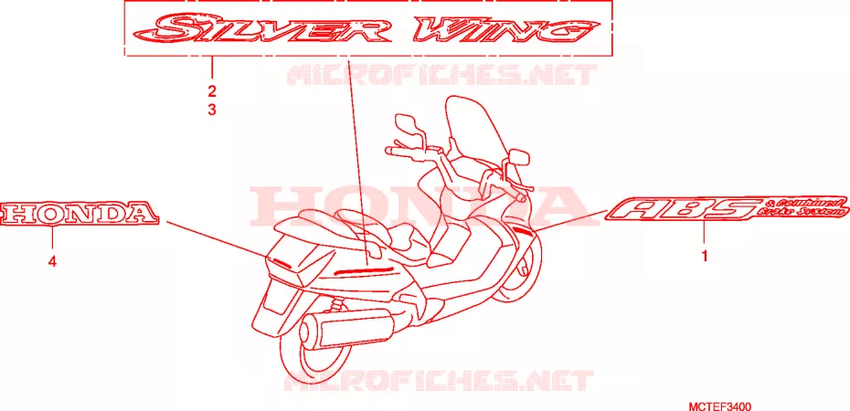 AUTOCOLLANTS Honda SCOOTER 600 SILVERWING 2007  FJS600D7