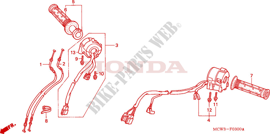 COMMODO   LEVIER   CABLE pour Honda VFR 800 VTEC de 2005
